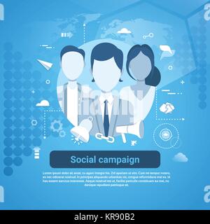 Campagne de marketing social Bannière Web Concept With Copy Space Illustration de Vecteur