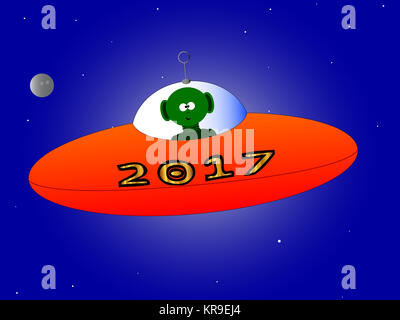Bonne Année 2017 Alien Banque D'Images