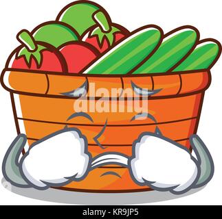 Cartoon caractères pleurer le panier de fruits Illustration de Vecteur