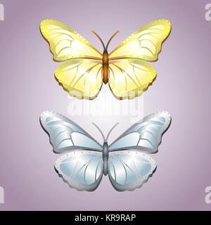 Les papillons d'or et d'argent Illustration de Vecteur