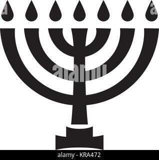 L'hébreu ancien menorah (chandelier à sept), candélabre sacré avec sept lampes, utilisées dans le Temple de Jérusalem. Symbole religieux du judaïsme. Illustration de Vecteur