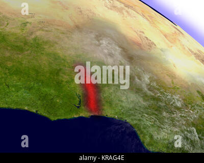 Le Togo à partir de l'espace en surbrillance rouge Banque D'Images