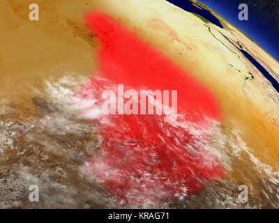 Le Tchad à partir de l'espace en surbrillance rouge Banque D'Images
