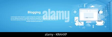 Blogging Management Site Web Bannière horizontale With Copy Space Illustration de Vecteur