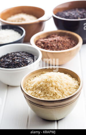 Différentes variétés de riz. Banque D'Images