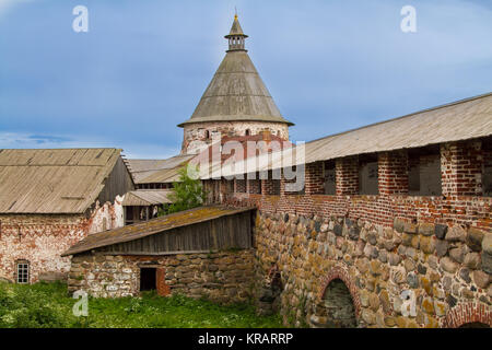 La forteresse de Carélie,monastère solovetsky,au nord de la Russie. Banque D'Images