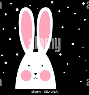 Heureux, cute, funny rabbit - illustration d'hiver. Illustration de Vecteur