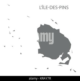 Lile-des-Pins carte de la Nouvelle Calédonie gris illustration forme silhouette Illustration de Vecteur