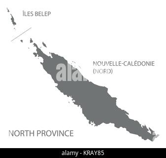 La province nord de Nouvelle-calédonie carte gris illustration forme silhouette Illustration de Vecteur