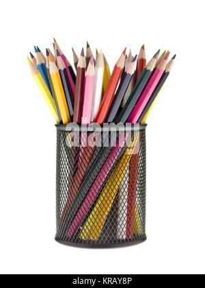 Crayons de couleurs en support de métal Banque D'Images