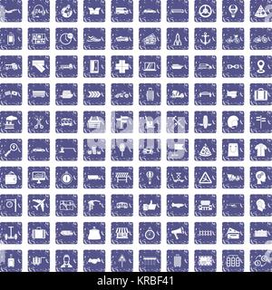 Livraison 100 icons set grunge sapphire Illustration de Vecteur