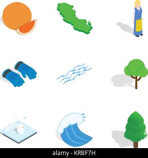 Loisirs de plein air, jeu d'icônes style isométrique Illustration de Vecteur