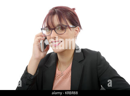 Belle jeune business woman on phone Banque D'Images