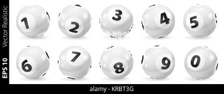 Loterie jeu de boules numéro noir et blanc 0-9 Banque D'Images