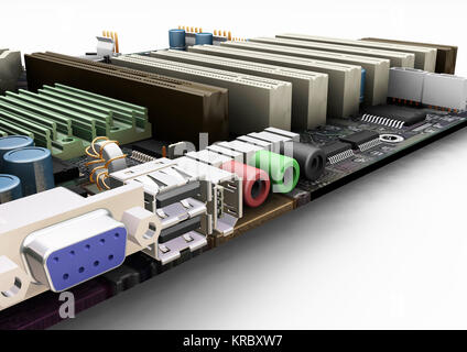 3D render of une carte mère Banque D'Images