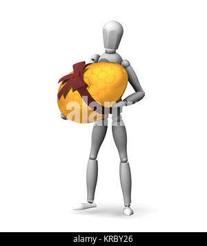 3D render of quelqu'un tenant un oeuf de Pâques en or Banque D'Images