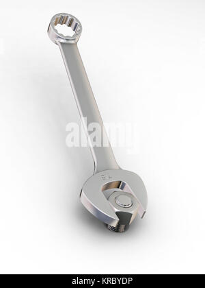 De rendu 3D d'une clé avec un écrou et un boulon Banque D'Images