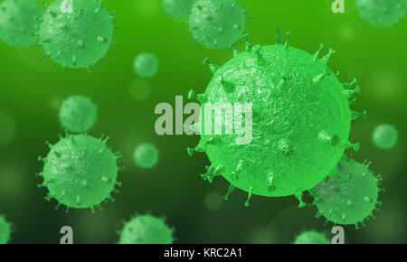 Groupe de virus dans l'organisme infecté. Cellules Virus focus sélectif. Les cellules des bactéries en sciences de haute résolution. Virus vert foncé sur un backgroun Banque D'Images
