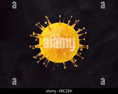 Zika virus sur fond sombre. Virus jaune sur fond sombre. 3d illustration Banque D'Images