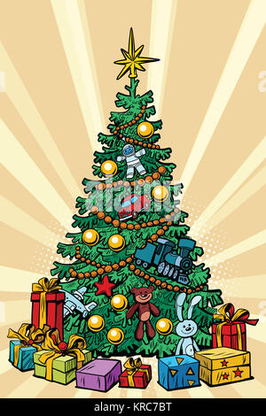 Arbre de Noël avec des cadeaux Banque D'Images