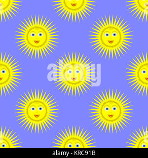 Smiling soleil jaune motif transparent Banque D'Images