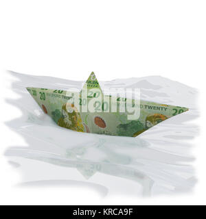 Bateaux en papier à partir de 20 new zealand dollar bills Banque D'Images