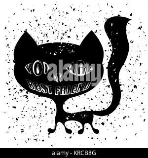 Typographie Conception d'imprimer avec une silhouette de chat Banque D'Images