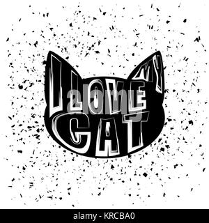 Typographie Conception d'imprimer avec une silhouette de chat Banque D'Images