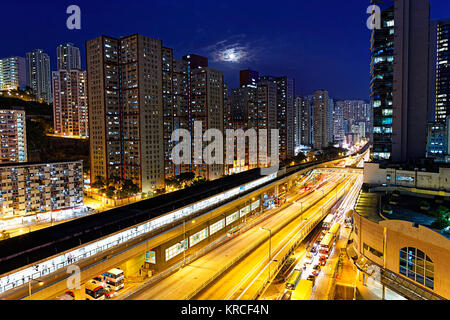 Kwun Tong downtown at night Banque D'Images