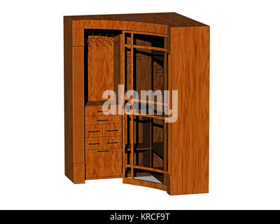 armoire avec compartiments de porte en verre et cintres gratuits Banque D'Images