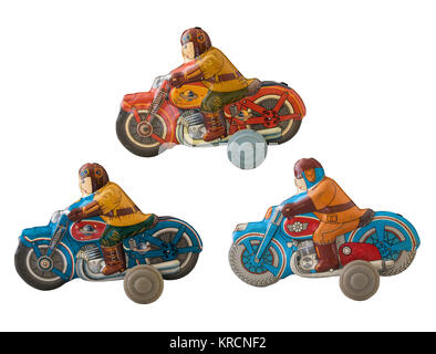 Motorcycles tin toy/blanc isolé Banque D'Images