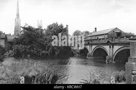 Vue sur le pont St Mary's, Derby Banque D'Images