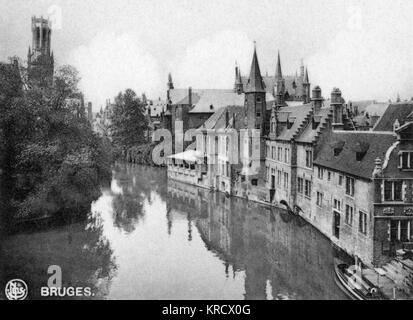 Vue sur le Quai du Rosaire, Bruges, Belgique Banque D'Images