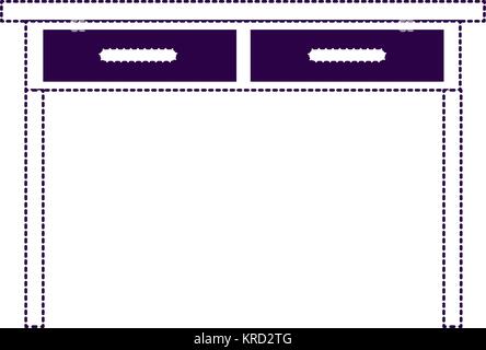 Table Bureau avec tiroirs vue avant de pourpre parsemé d'ossature Illustration de Vecteur