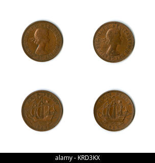 Pièces de monnaie britanniques, deux demi-pièces Elizabeth II Banque D'Images