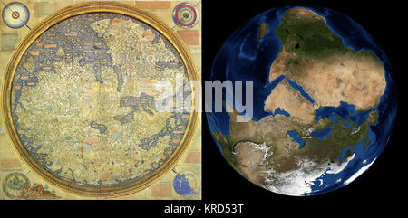 Fra Mauro Map Une Carte Du Monde Faite Autour De 1450 Par Le Cartographe Italien Fra Mauro Un Cartographe Italien Qui A Vecu Dans La Republique De Venise En Date Du 15e