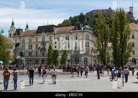 La place Prešeren, Ljubljana, Slovénie Banque D'Images