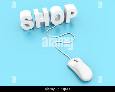 Acheter sur la boutique en ligne. Rendu 3D Illustration. Banque D'Images