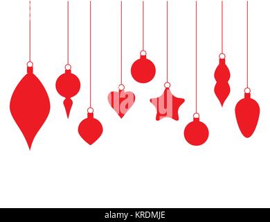 Hanging red Christmas Ornaments Illustration de Vecteur