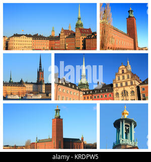 Impressions de Stockholm, collage d'images de voyage Banque D'Images