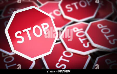 Des panneaux d'arrêt, symbole de protestation Banque D'Images