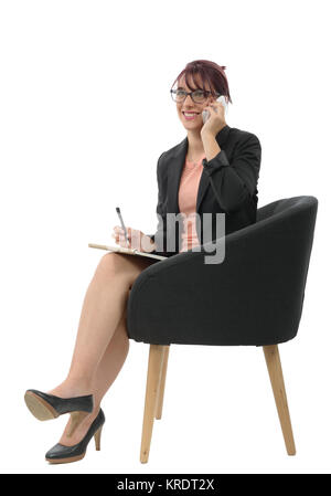 Belle jeune business woman on phone Banque D'Images