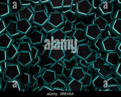 Fond abstrait géométrique vert foncé. Le rendu 3D Banque D'Images