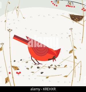 Le cardinal rouge Red Bird Illustration de Vecteur