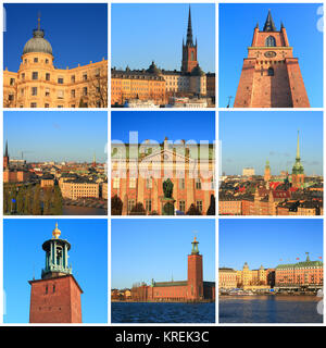 Impressions de Stockholm, collage d'images de voyage Banque D'Images