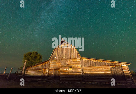 Ciel céleste s'ouvrir au-dessus de T.A Moulton Grange, Grand Tetons National Park, Wyoming, comté de Teton Banque D'Images