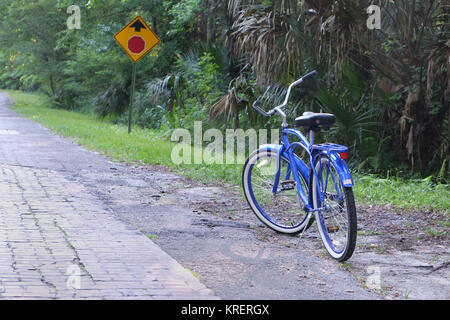 Avril 2016 - vélo de style américain classique à côté d'une route rurale en Floride, USA Banque D'Images