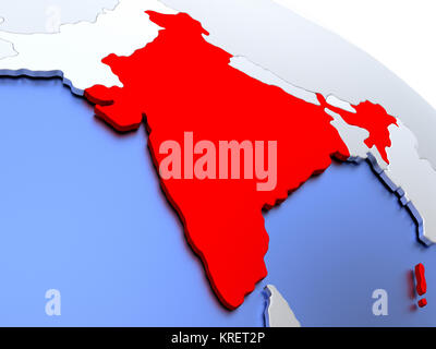 L'Inde sur la carte du monde Banque D'Images