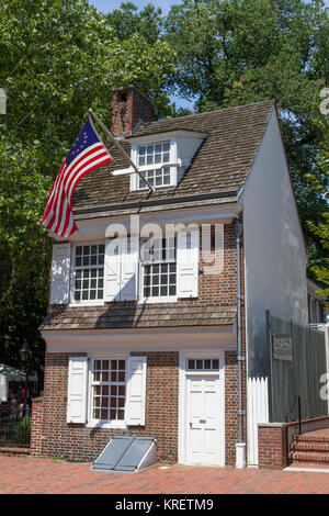 Le Betsy Ross House à Philadelphie, Pennsylvanie, États-Unis. Banque D'Images