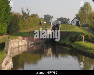 Écluse près de Frankton Junction sur le canal Montgomery, qui s'étend de l'est du pays de Galles au nord-ouest du Shropshire. Banque D'Images